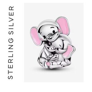 🌟 S925 Sterling Silver Mama and Baby Elephant Hug Charm